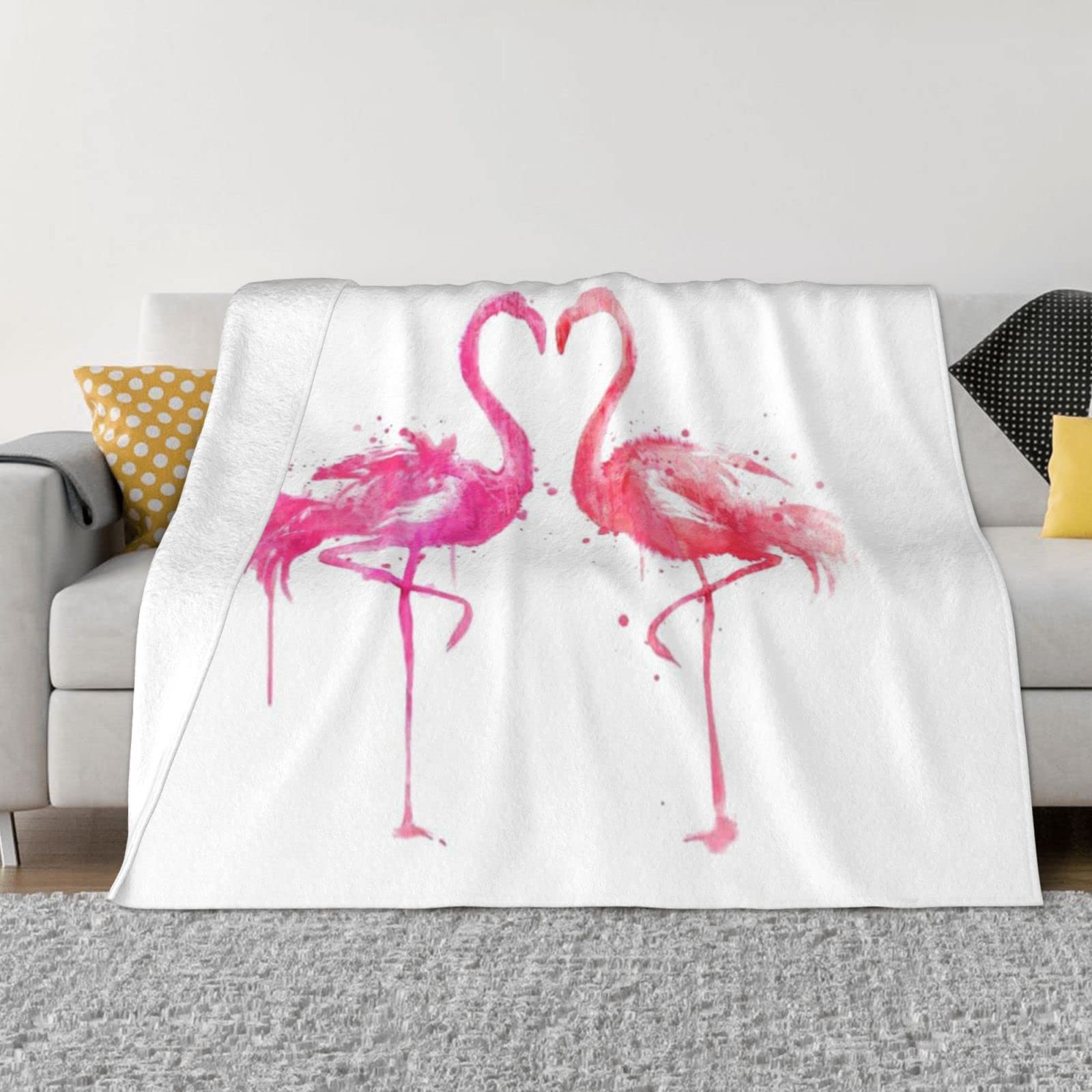 Couverture épaisse flamants roses Ink plaid chaud isolant et doux pour chambre