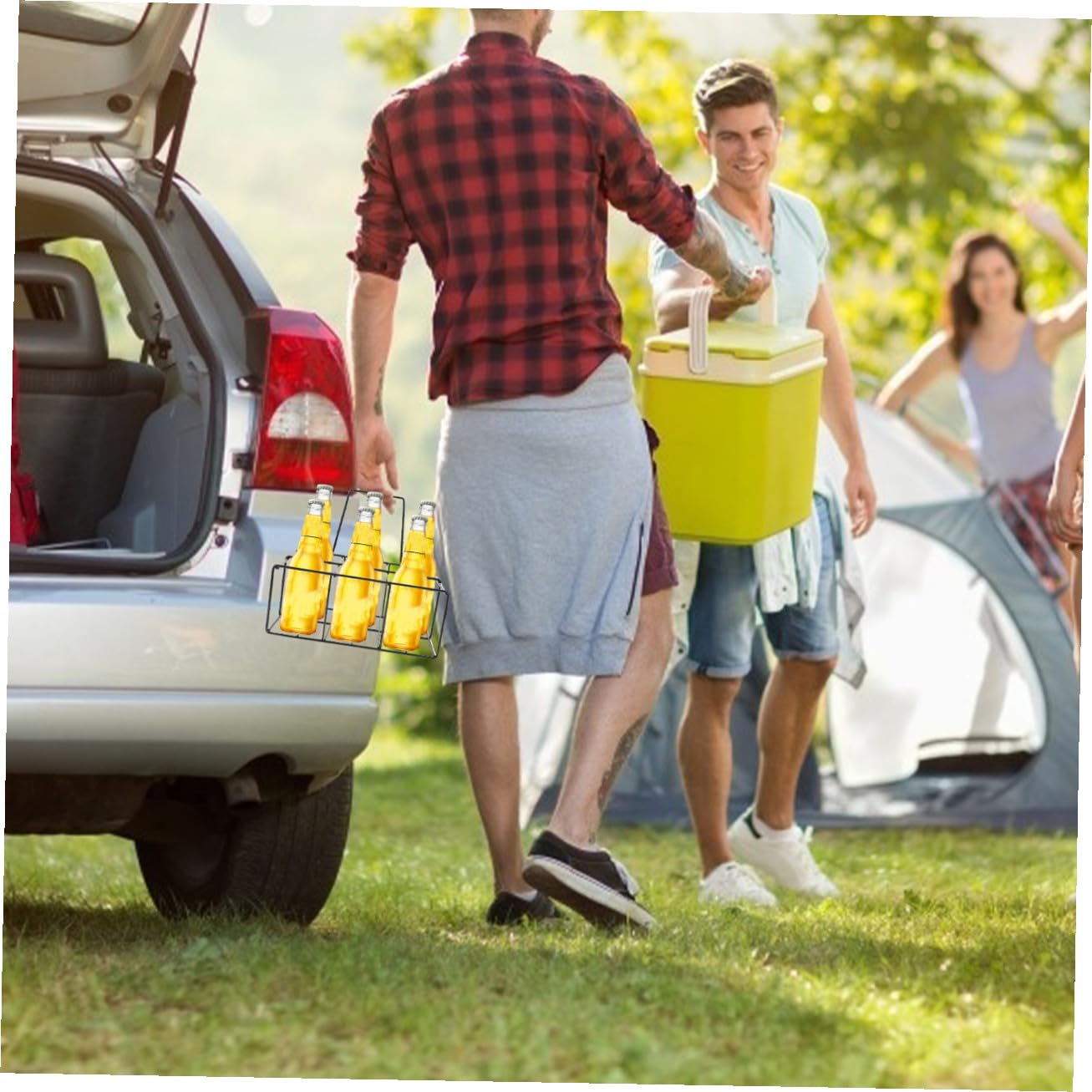 Porte-Bouteilles en Fer Noir 6 Emplacements, Design Pratique et Léger, Panier Portable pour Bar, la Cuisine ou Rangement de Bouteilles
