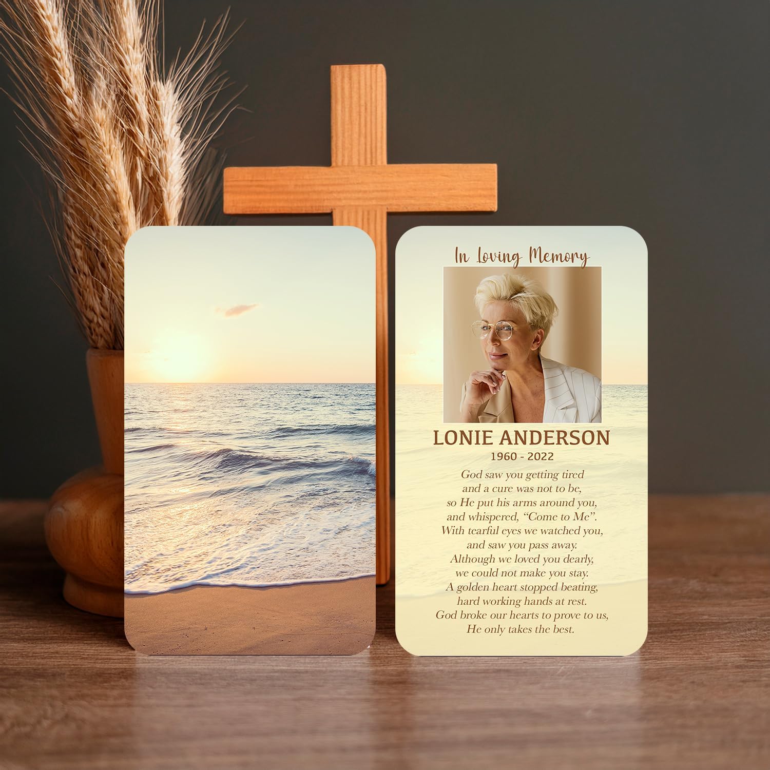 Funeral Memorial Prayer Card With Photo Personalized & Prayer 25 Cards Sunset Scenery Size - 2.5x4.25" Custom Funeral Memorial Cards For Celebration Of Life Funeral Cards For Memorial Service