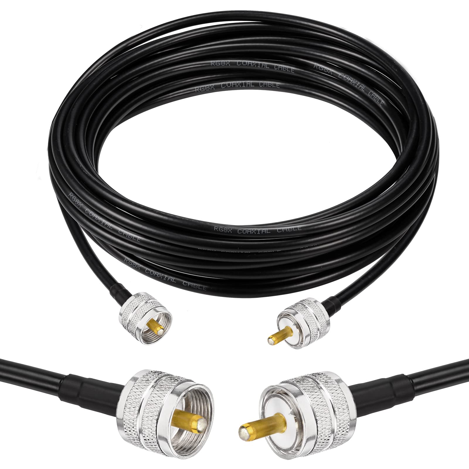 Superbat PL259 RG8X CB Patch Lead 7.6m 50ohm UHF Male to Male Ham Radio HF Coax Cable for HF UHF Ham Radio Duplexer Tuner