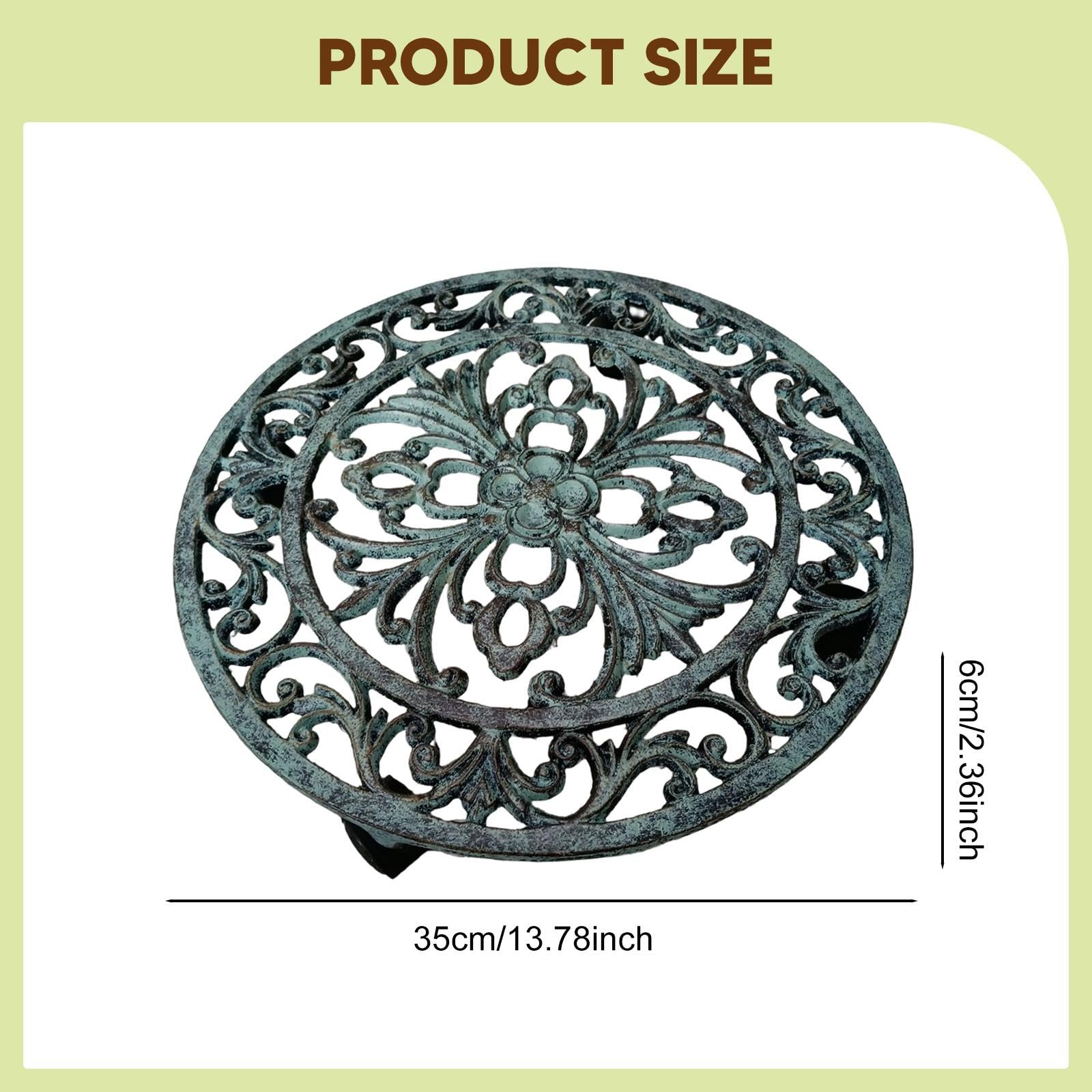 Gralara Support à Plantes à roulettes, déplace-Pot, Accessoires métalliques Polyvalents, Pratique pour l'intérieur et l'extérieur, Chariot à Fleurs, Bleu