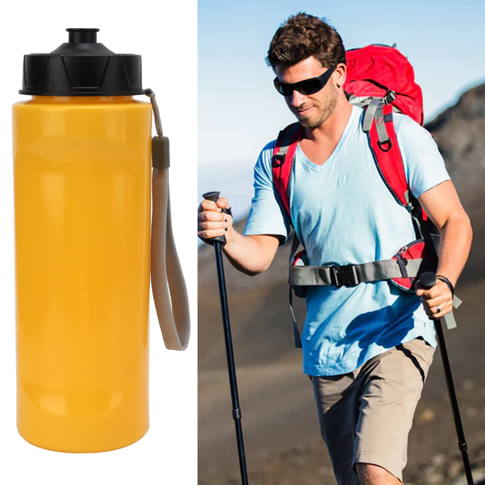 Bottiglia d’acqua filtrata con membrana a fibra cava, bottiglia portatile per la filtrazione dell’acqua per viaggi, escursioni e campeggio, bottiglia purificatrice d’acqua da ester (Gialla)