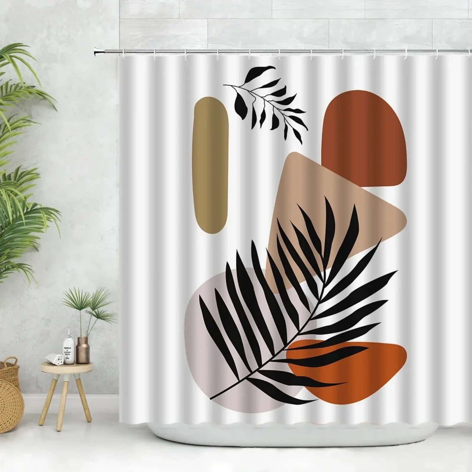 Rideau de douche moderne boho pour rafraîchir le décor de la salle de bain