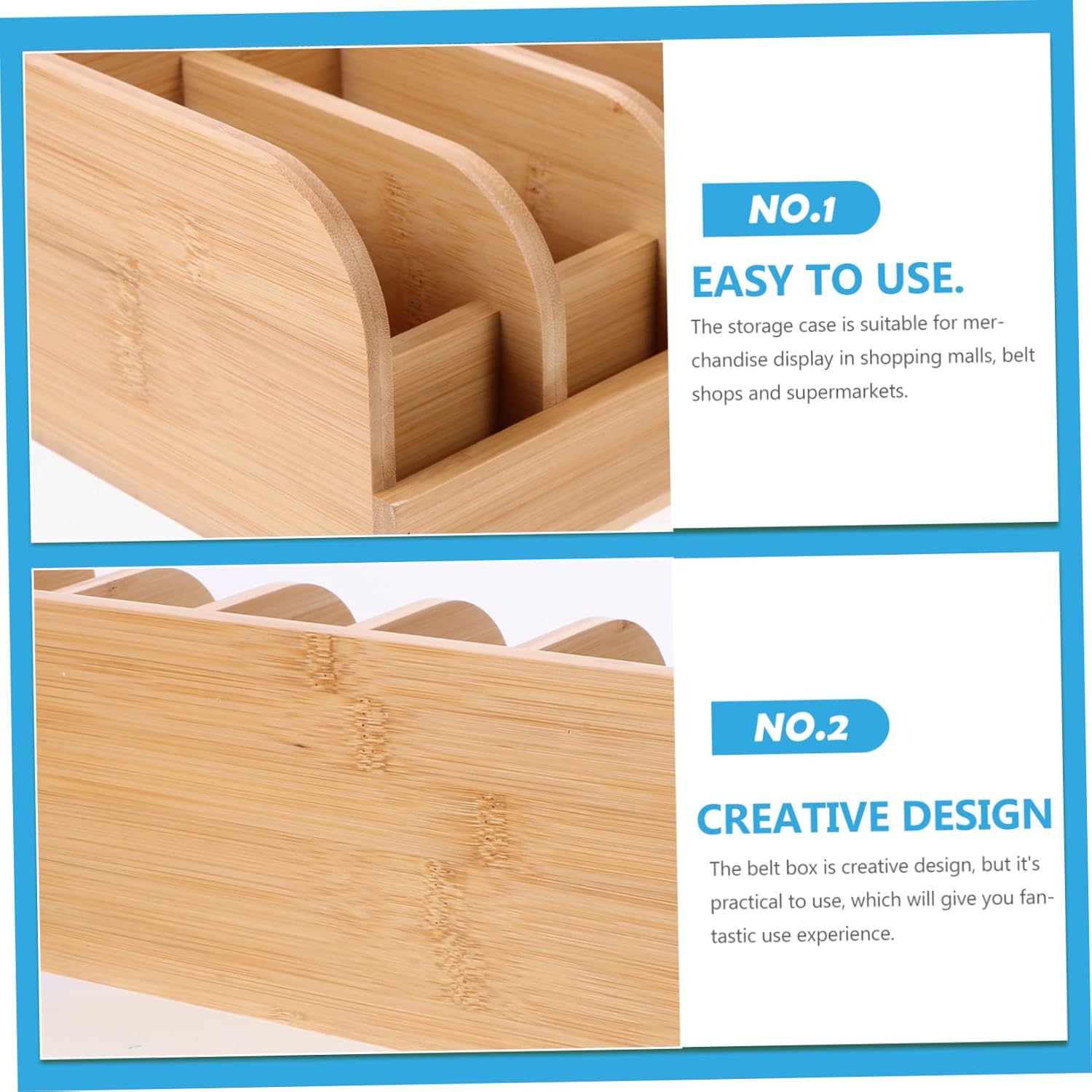 Belt Display Case Compartment Organizer for Tabletop Storage Stylish Belt Rack for Men Smooth Finish for Closet and Retail Use