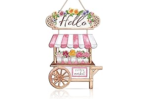 IARTTOP Hello Spring Sign, Hanging Wall Art for Home Decor, Welcome Sign for Farmhouse