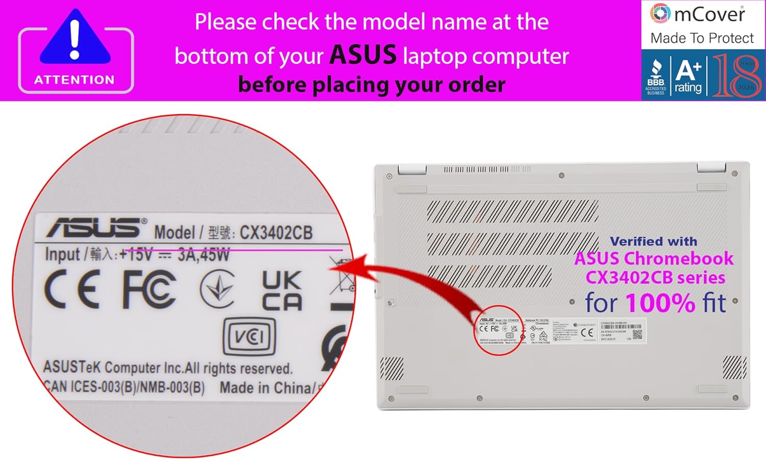 mCover Case ONLY Compatible with 2023~2024 14-inch ASUS Chromebook Plus Enterprise CX34 (CX3402) Series Laptop Computers (NOT Fitting Any Other ASUS Models) - Red
