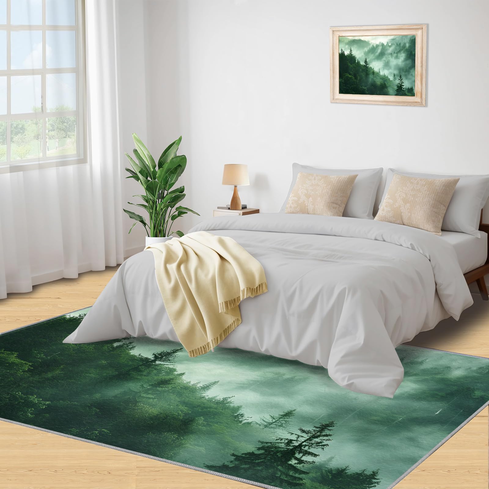 Forest Rugs For Living Room 5x6, Art Landscape Aurora