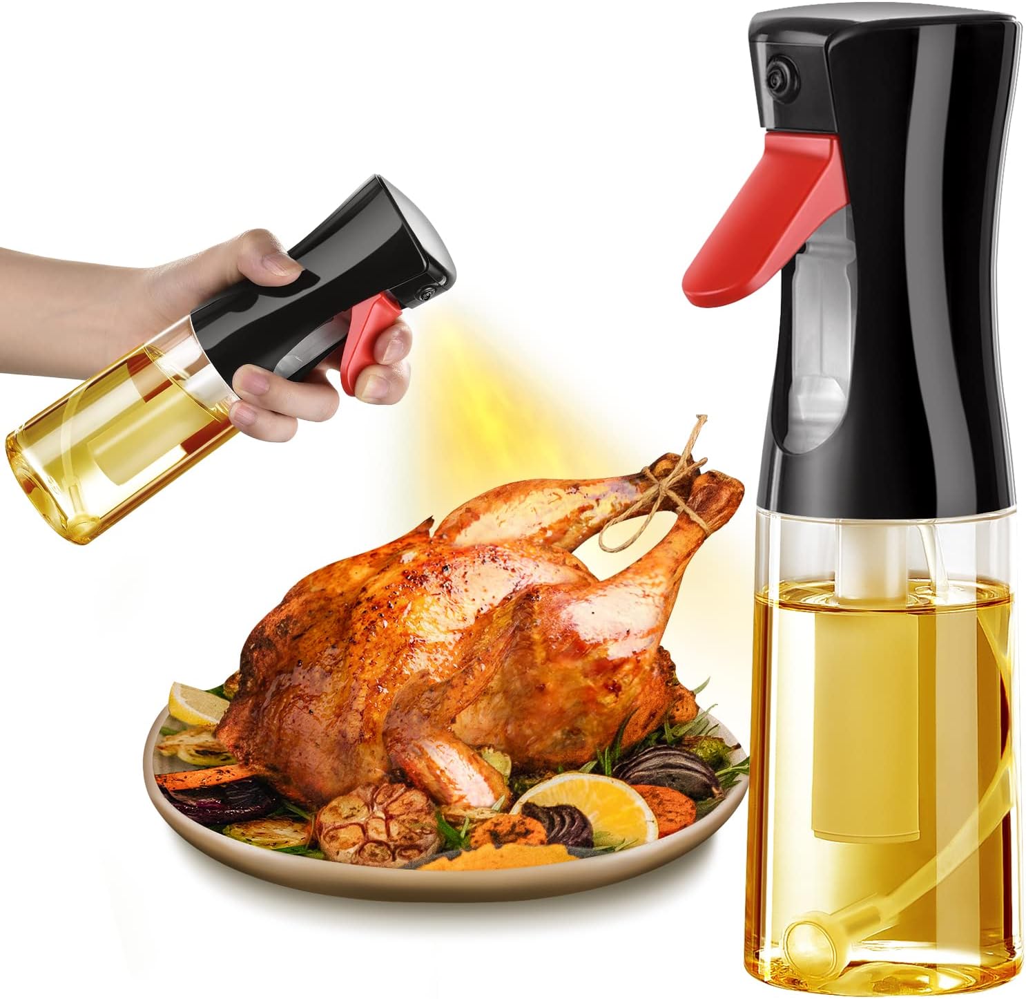 Oil Sprayer for Cooking, 200ml Glass Olive Mister, Spray Bottle, Kitchen Gadgets Accessories Air Fryer, Canola Spritzer, Widely Used Salad Making, Baking, Frying, BBQ