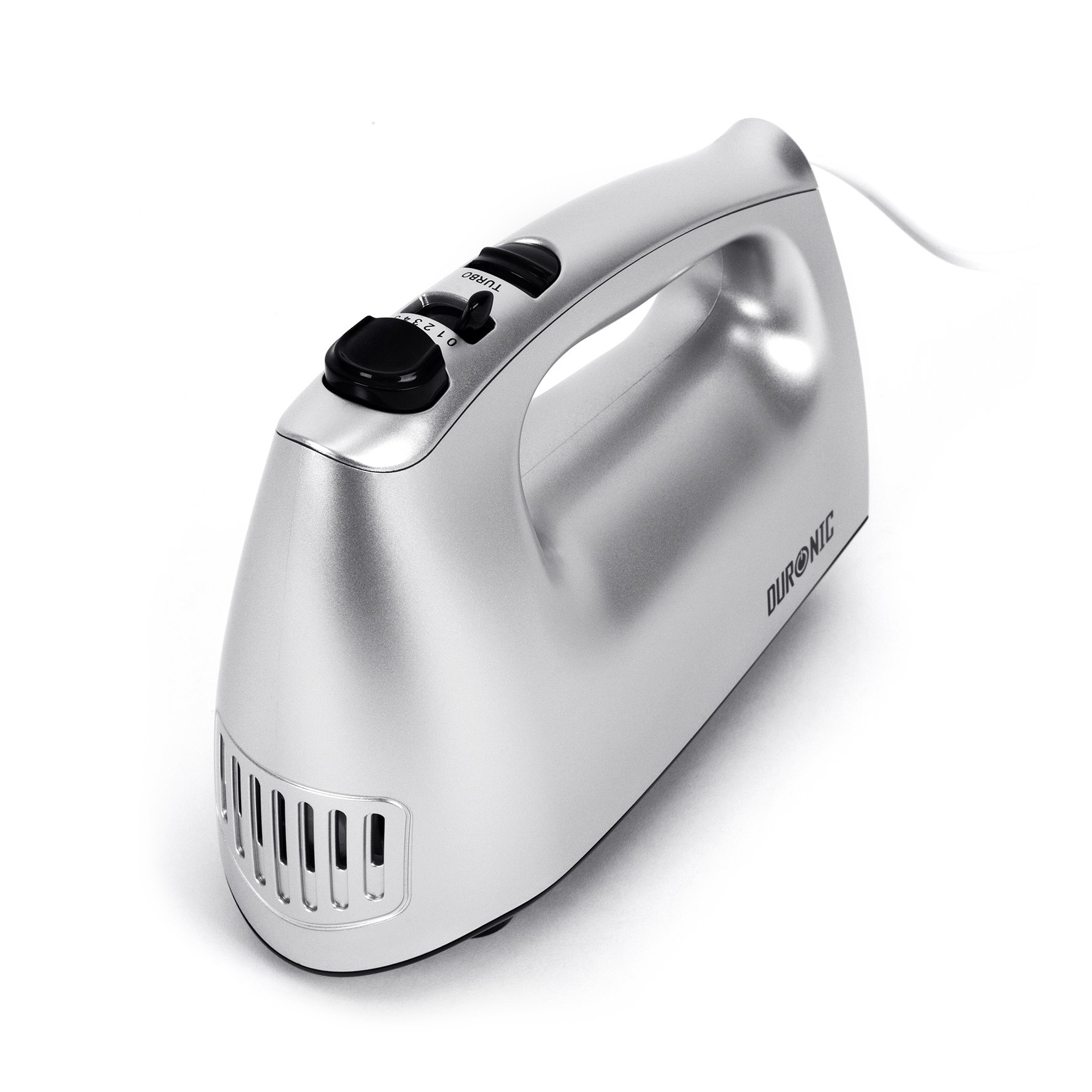 Duronic HM4 SR Batteur à main électrique 400W 5 vitesses avec fonction Turbo – Compartiment de rangement - 2 batteurs / 2 crochets à pétrir et 1 fouet