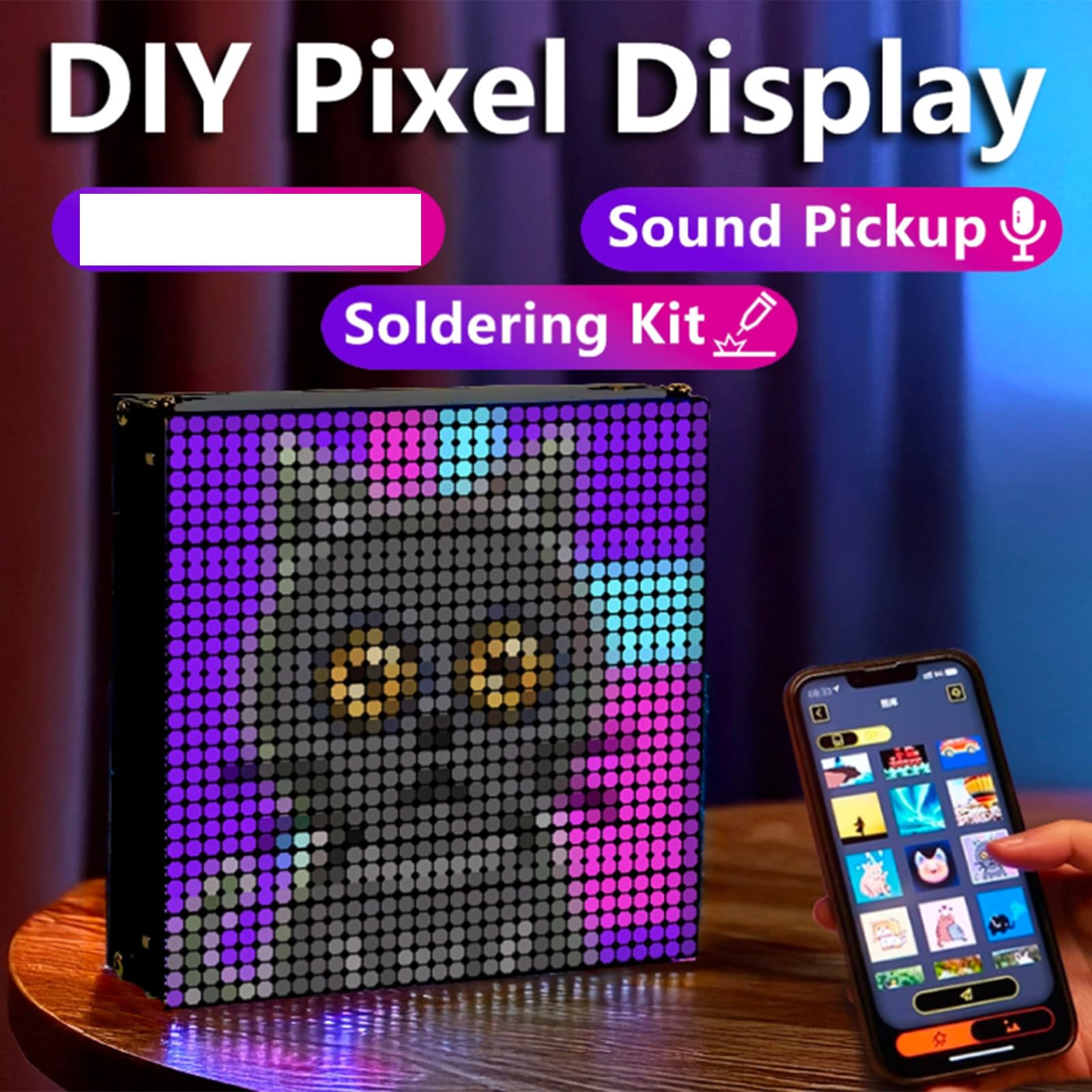Pantalla LED de 32 x 32 pulgadas, caja de ritmo de efecto de luz reactiva