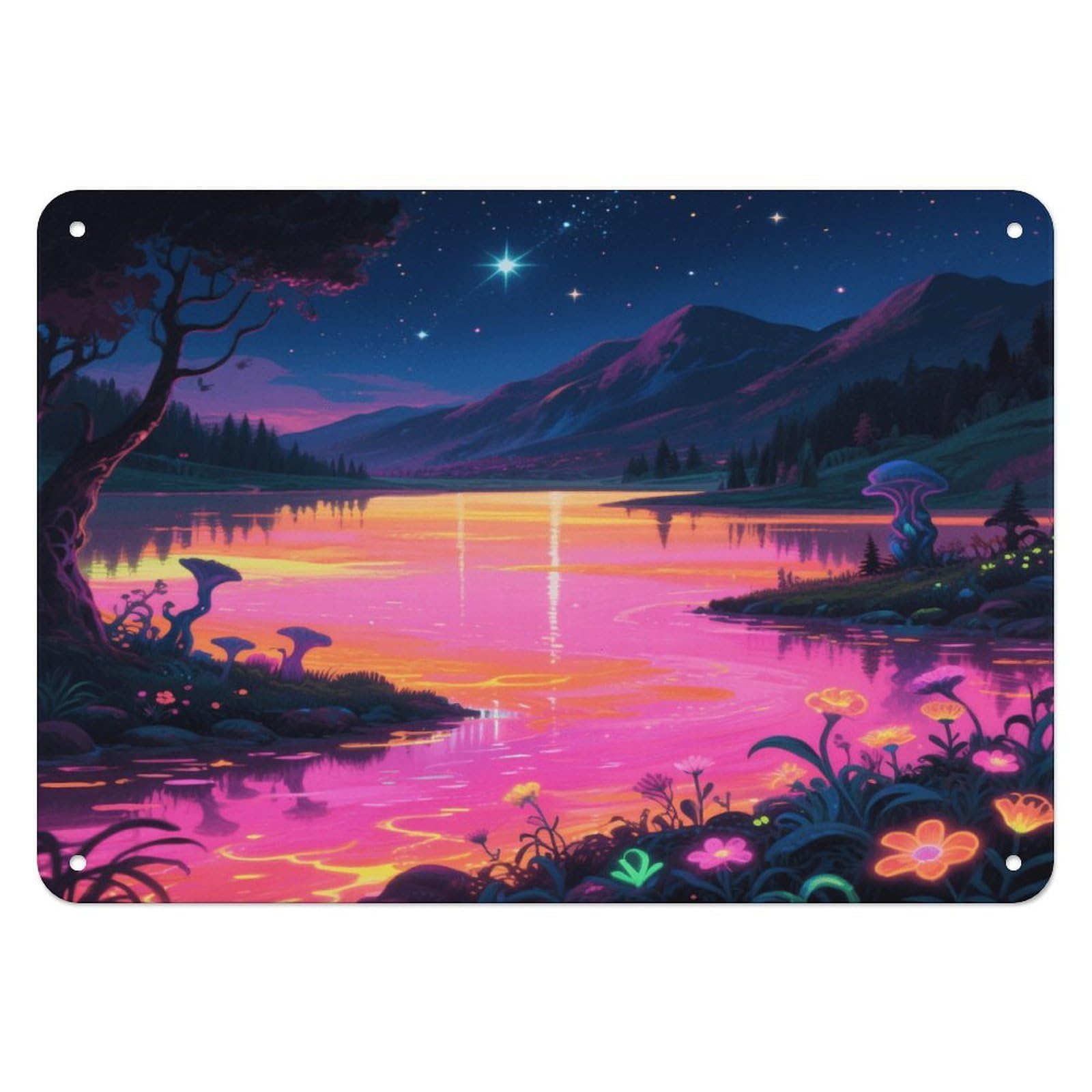 Fekiloot Style Mysterious Night Scene Wall Decor Iron Painting Metal Sign