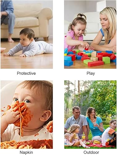 Miniatura 6 de Alomejor Tapete de juego grande acolchado plegable para bebé, tapete de juego de cactus verde para gatear, tapete grueso para recién nacido