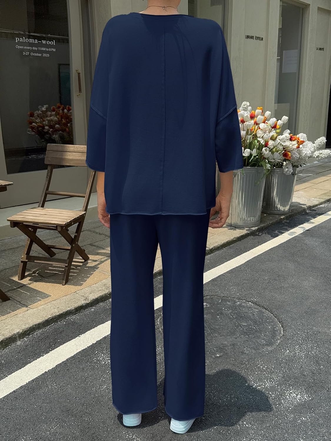 Fisoew Womens 2 Piece Lounge Sets Casual 3/4 Sleeve Tunic Tops Loose Wide Leg Pants Tracksuit Fall Travel Outfits - Image 4