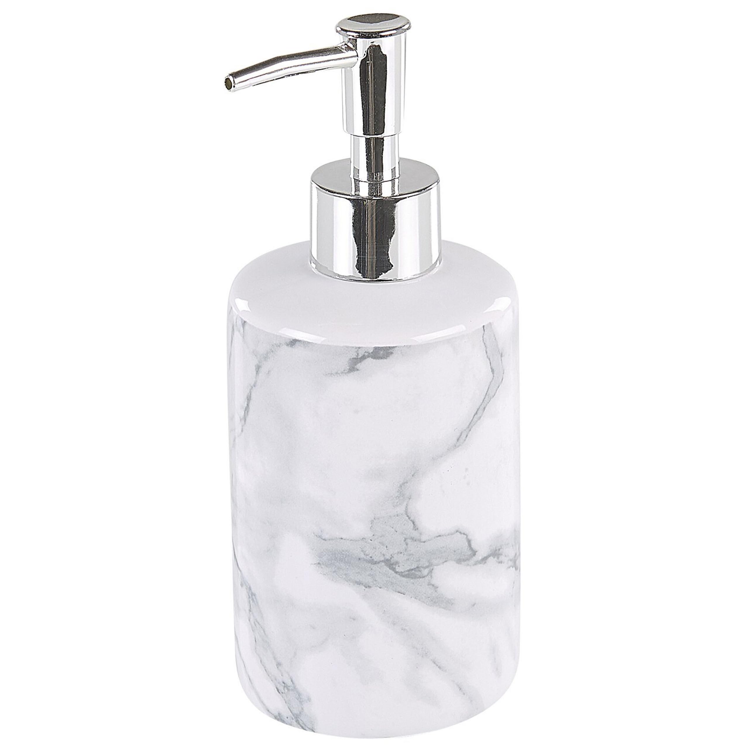 Set Accessori Bagno Porta Sapone in Ceramica Marmo Bianco Porta Scopino