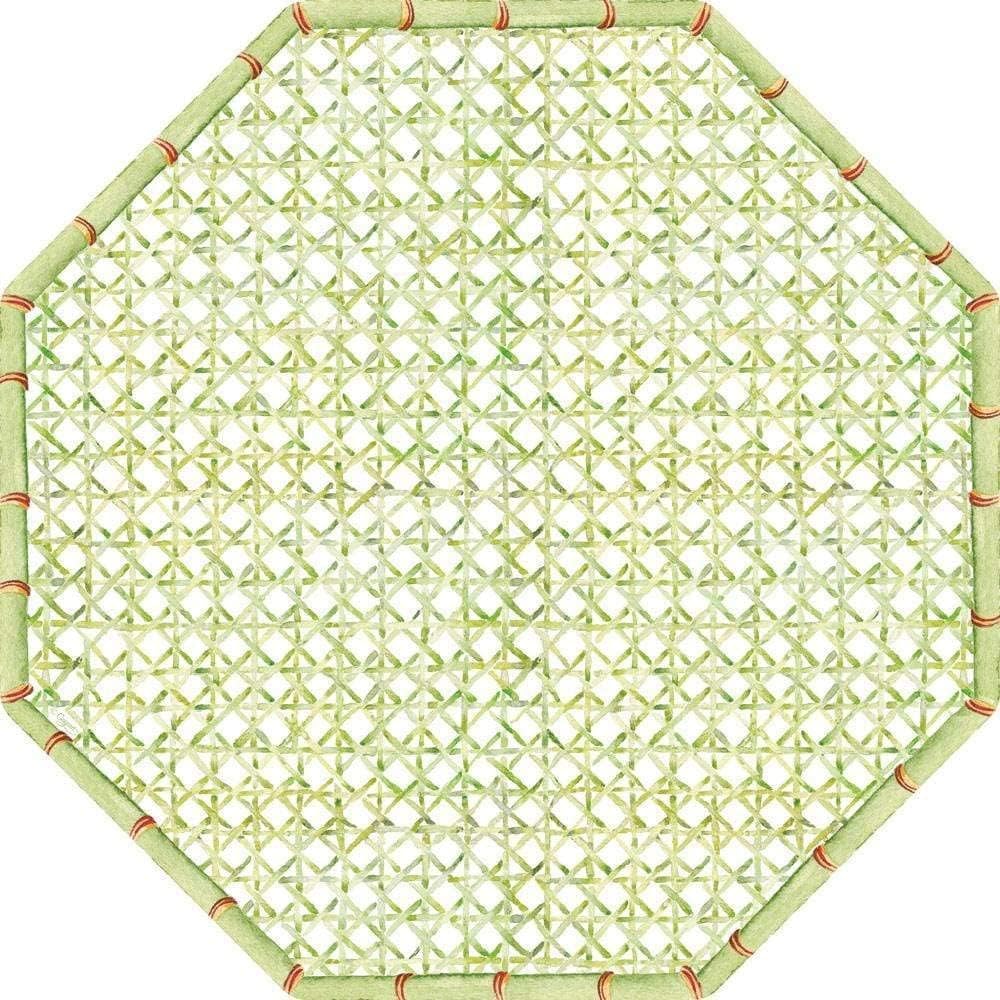 Caspari Trellis Die-Cut Placemats – Set of 4 Octagon-Shaped Decorative Paper Placemats, 13.75” – Vinyl-Coated, Reusable & Wipe-Clean – Handcrafted Table Mats for Holidays, Parties & Everyday Dining