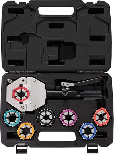 Engarzadora de manguera hidráulica, kit de herramientas de prensado de manguera hidráulica hidráulica portátil de mano con 7 troqueles para