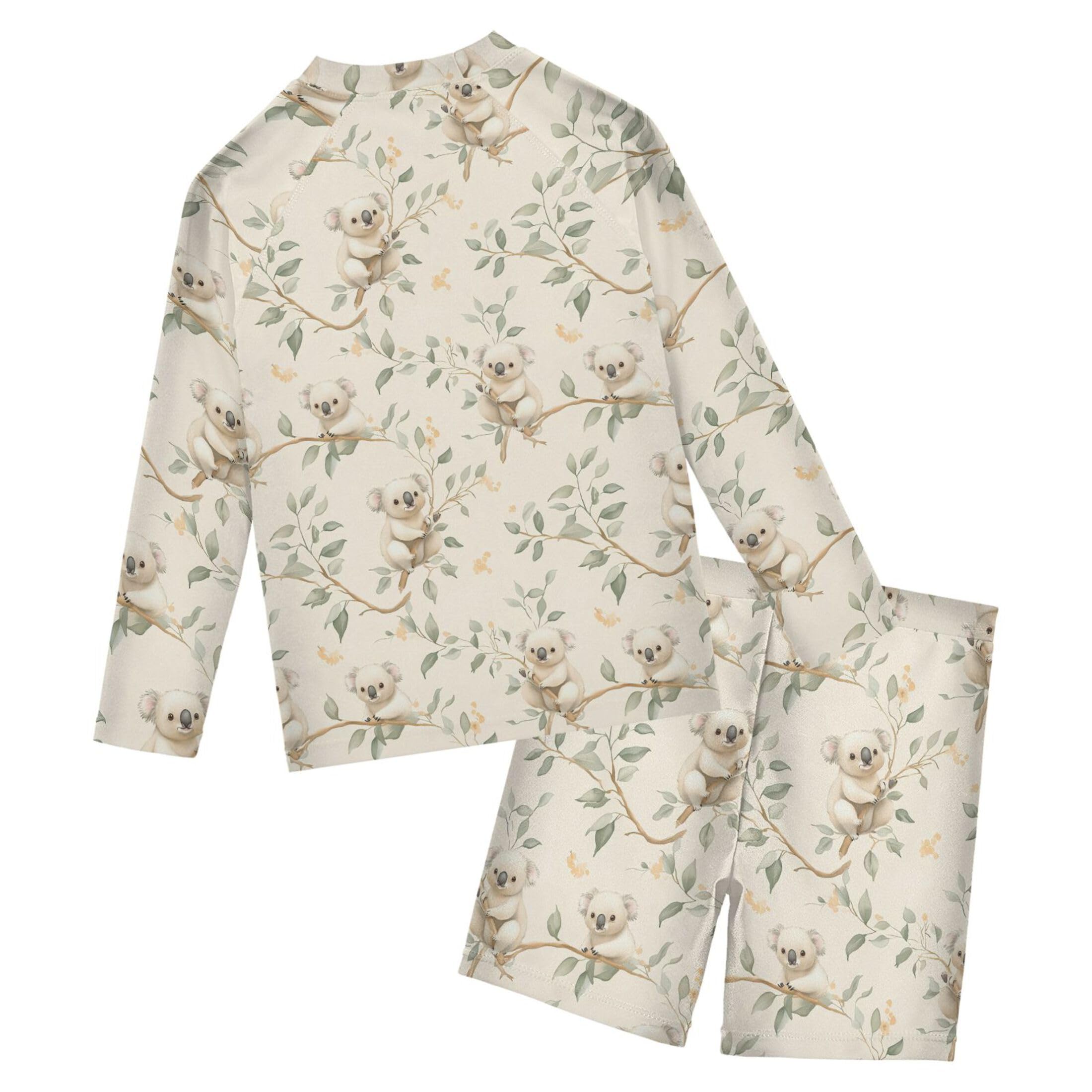 Cute Koala Toddler and Baby Boys' 2-Piece Swimsuit Trunk, Long Sleeve Rashguard Bathing Suit B0404139