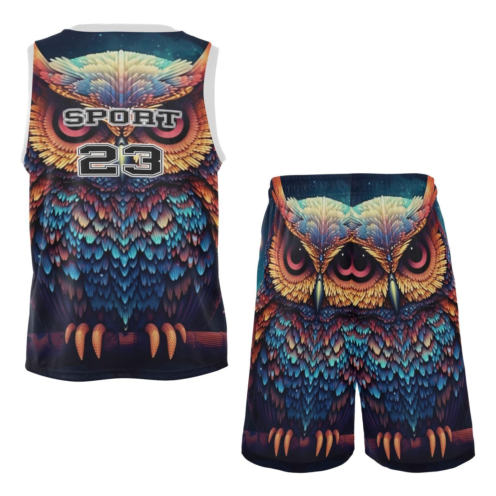 FLildon Tree Owl at Night Boys Basketball Jersey Set Tank Top Shorts Tracksuit Sport Training Suit for Kids, L