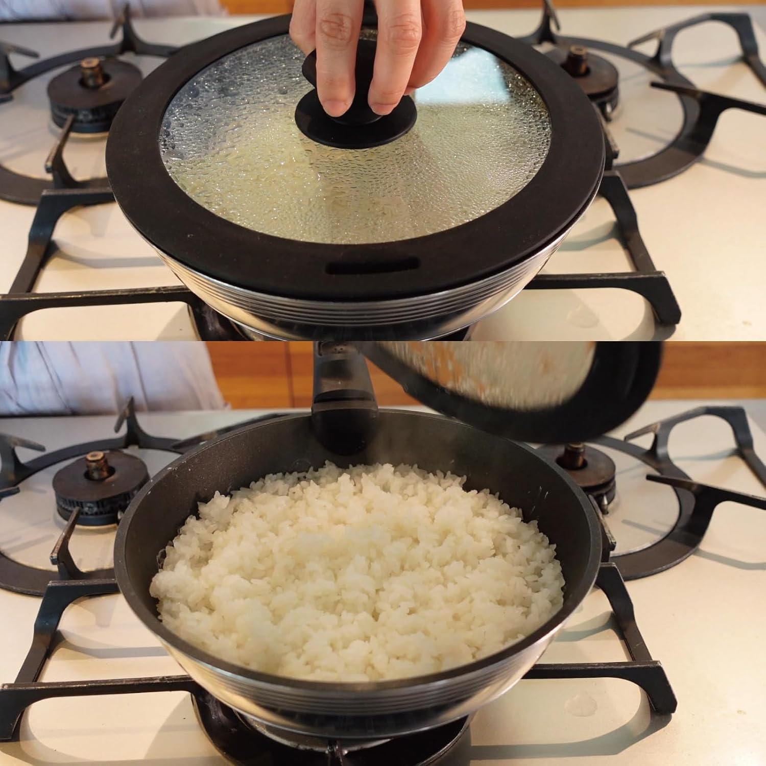Hokuriku Aluminum CAST VARIUS A-3136 Frying Pan, Dedicated Silicone, Glass Lid, 9.4 inches (24 cm), Silicone, Tempered Glass, Non-Slip, Lightweight, Durable, Cast Varius