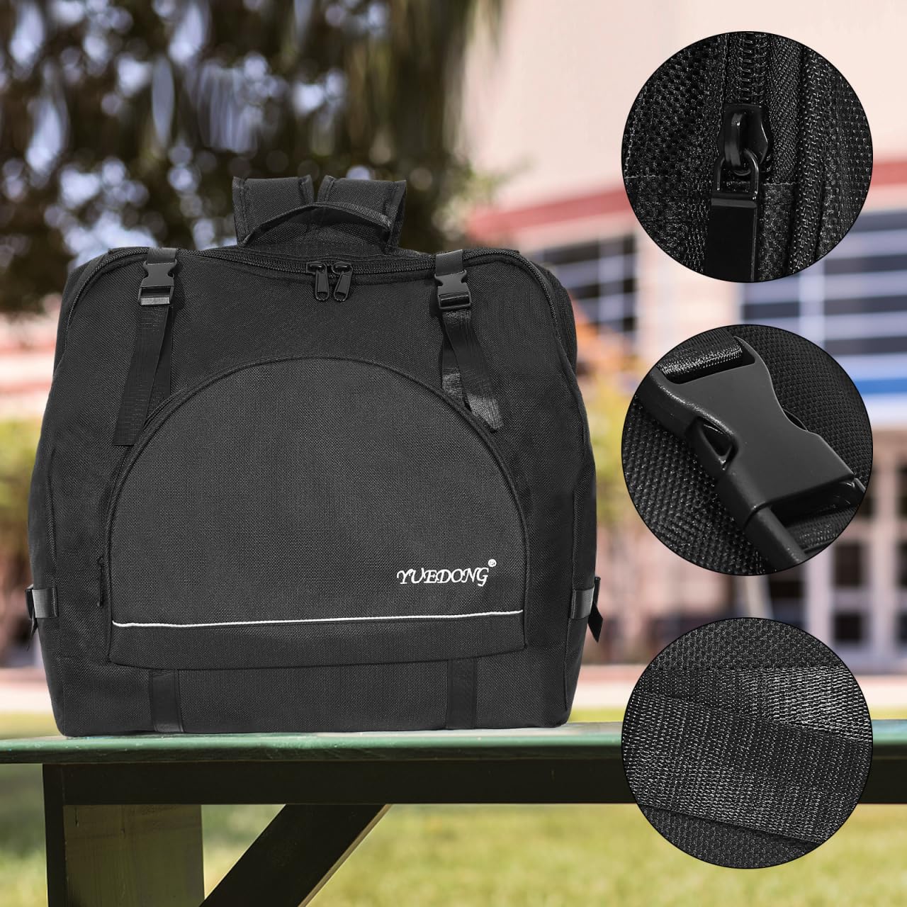 Vaguelly Sac à dos rembourré pour accordéon 80-96, étui pour accordéon, noir, Noir, M, Mode