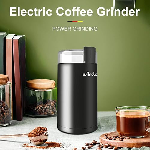 Miniatura 10 de Wancle Molinillo de café eléctrico, molinillo de especias, molinillo de café de un solo toque para granos, especias y más, con cepillo limpio negro