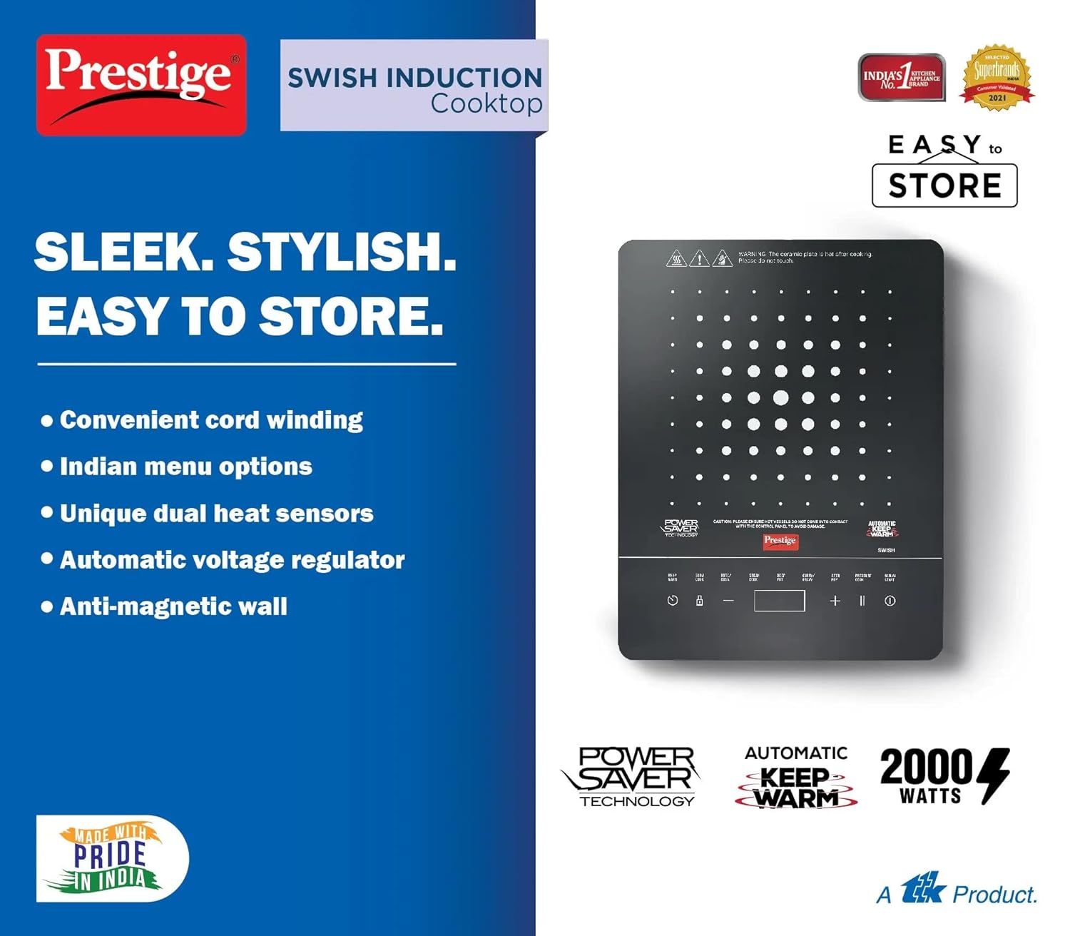 Prestige Swish Induction Cooktop 2000W features