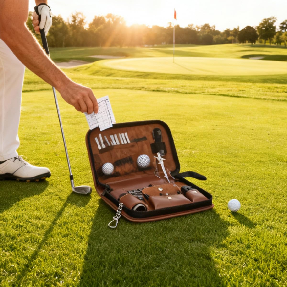 Regalos de golf para hombres y mujeres, juego de accesorios de golf con estuche de alta gama, telémetro, cepillo y tees, multifuncional.