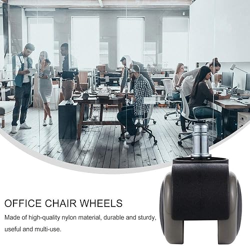 Miniatura 2 de FOH Juego de 5 ruedas para silla de oficina de 2 pulgadas, protección de suelo, ajuste universal, ruedas giratorias de tamaño estándar, ruedas de