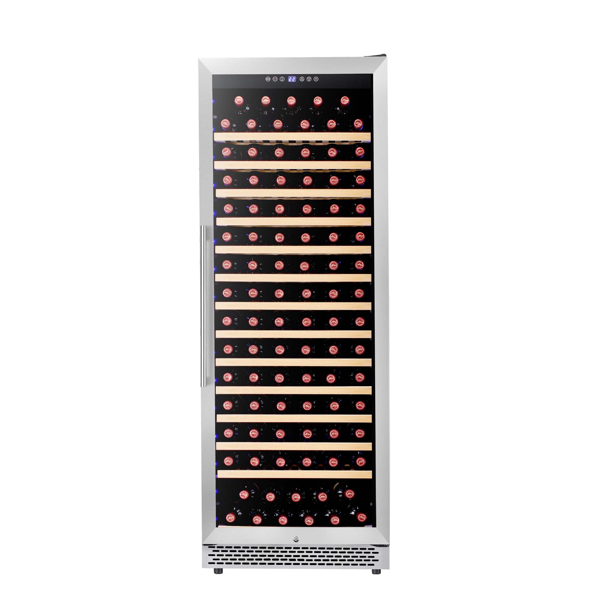 EcoExplorer Built-In 154-Bottle Wine Cooler Fridge With Single Zone Dual Temperature & UV-Protected Glass Door | Freestanding/Counter Installation for Kitchen, Home Bar | Professional Wine Collector R