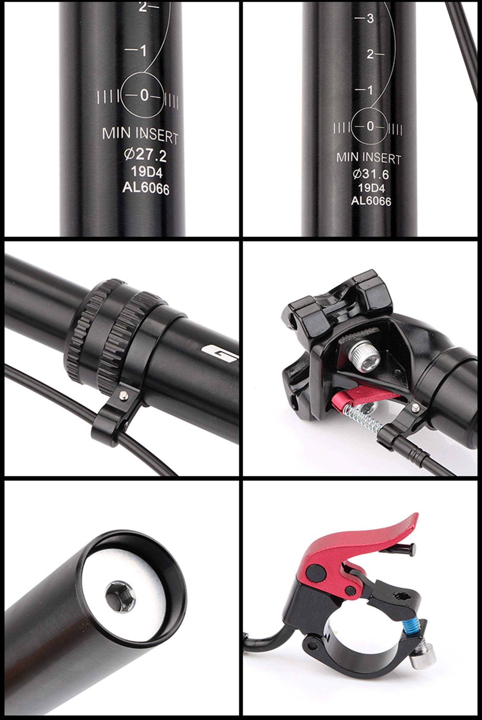 Tige De Selle Télescopique Contrôle De Fil pour Vélo Pliable BMX - Tube De Selle Durable 27.2/31.6 MM * 440 MM