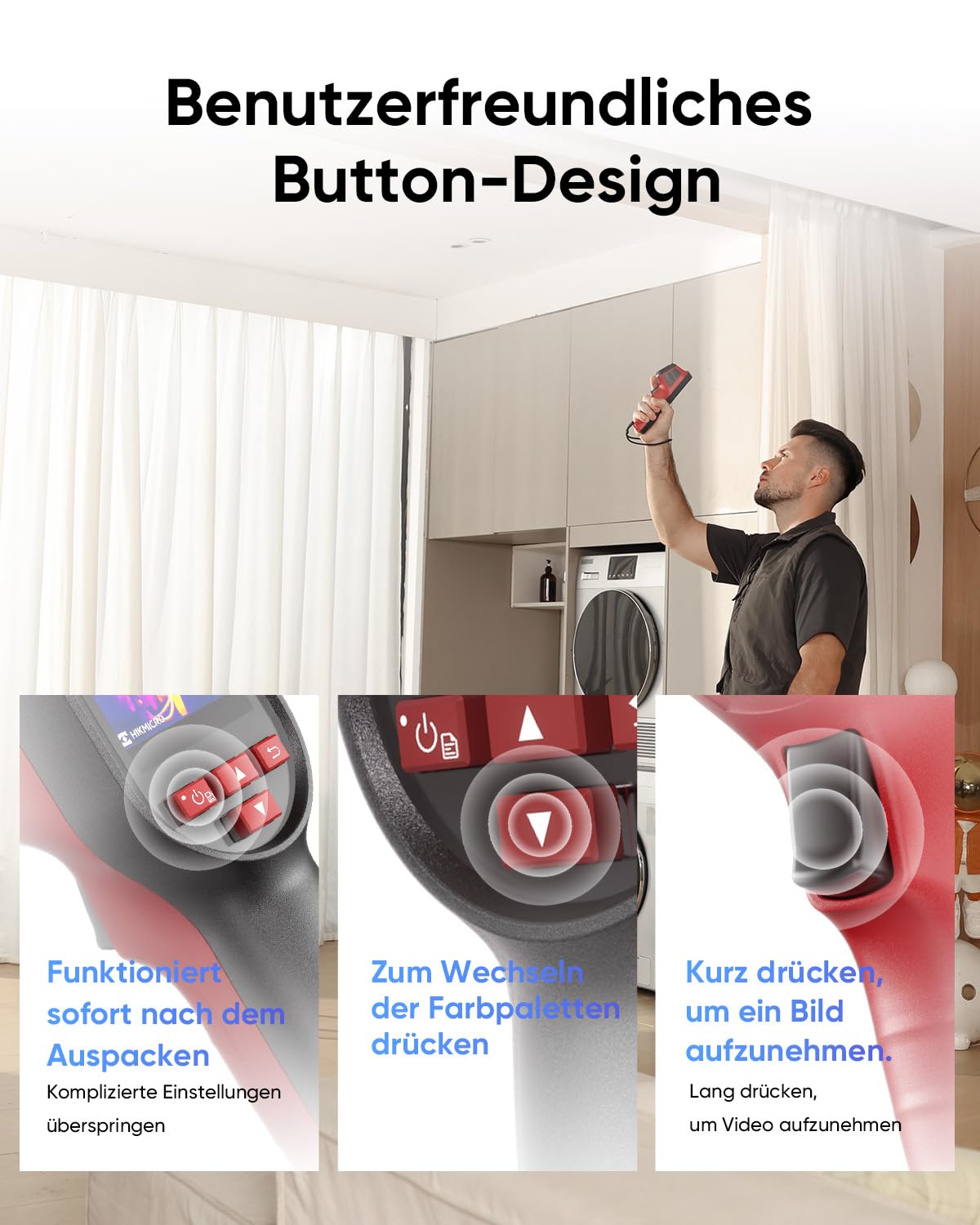 HIKMICRO D01 Wärmebildkamera, SuperIR 240 x 240 IR-Auflösung, SuperScene Smart Scene Recognition, 96 x 96 IR-Auflösung Wärmebildkamera, 3350mAh für 11 Stunden Akkulaufzeit, -20°C bis 400°C