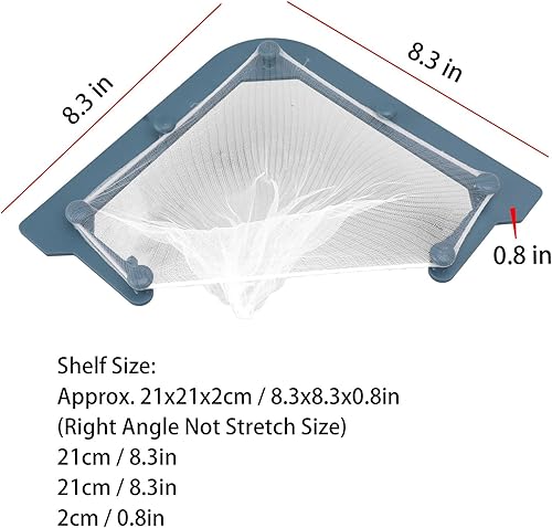 Miniatura 7 de Threerack - Colador de esquina de malla de algodón que ahorra espacio, versátil y práctico para restos de cocina sobrantes (azul)