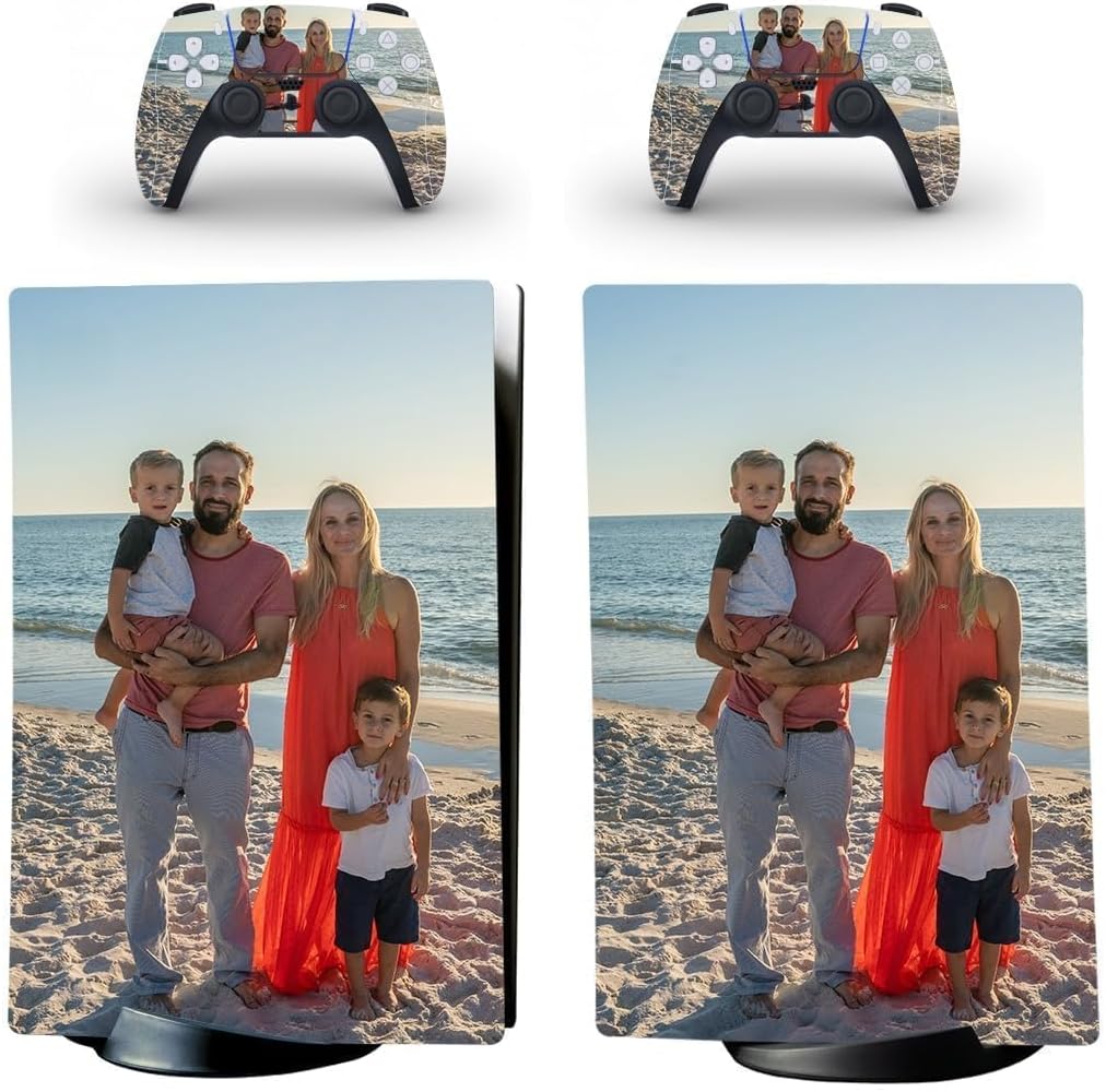 Custom Vinyl Skin for PS5 Digital Edition Console & Controllers - Personalized with Your Photos - Sticker Decal Cover