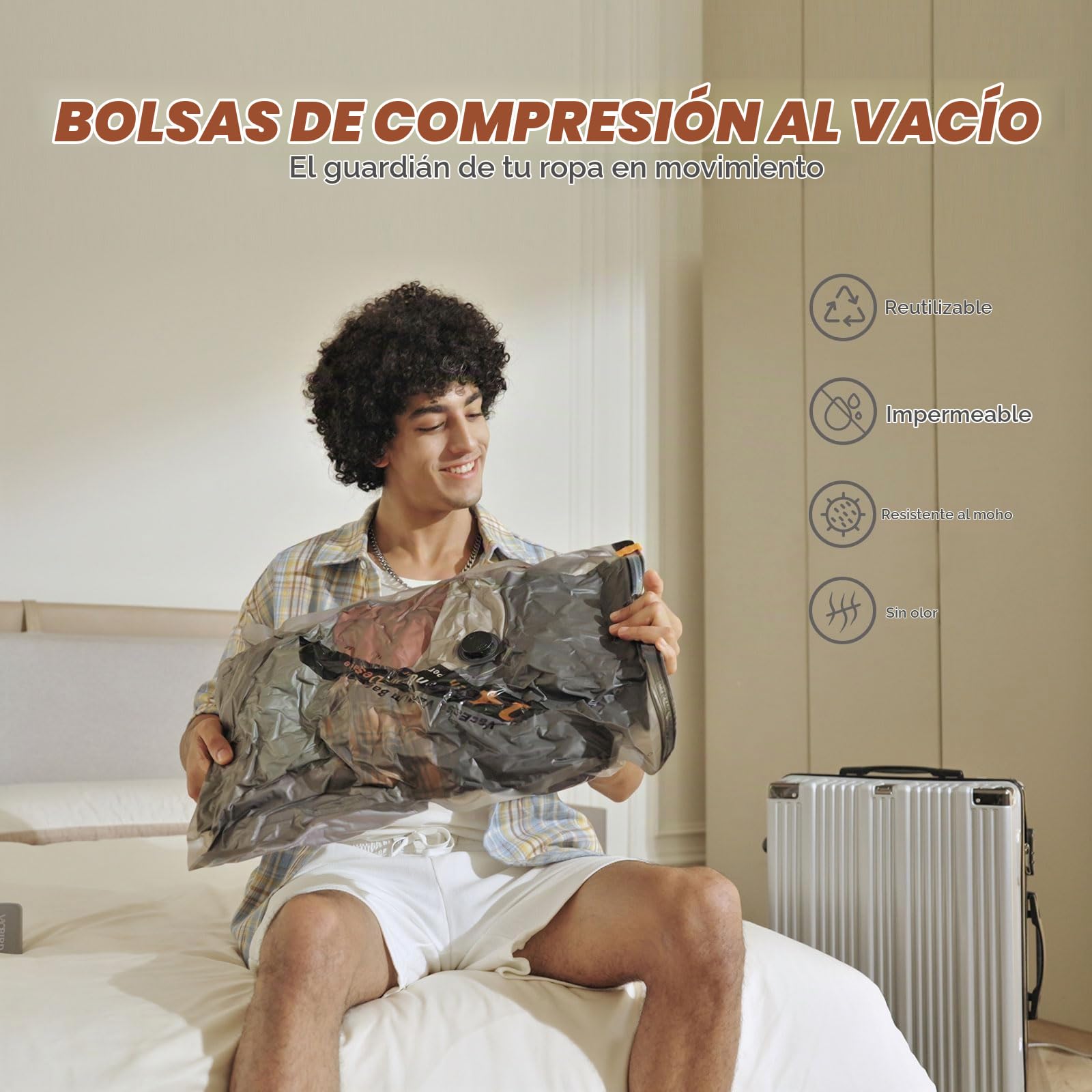 Vacbird Bolsas Vacio Ropa, 20 Bolsas de Vacío para Ropa (8 x 40x54cm, 8 x 47x64cm, 4 x 54x74cm), Especialmente Diseñadas para Viajes y Organización de Maletas