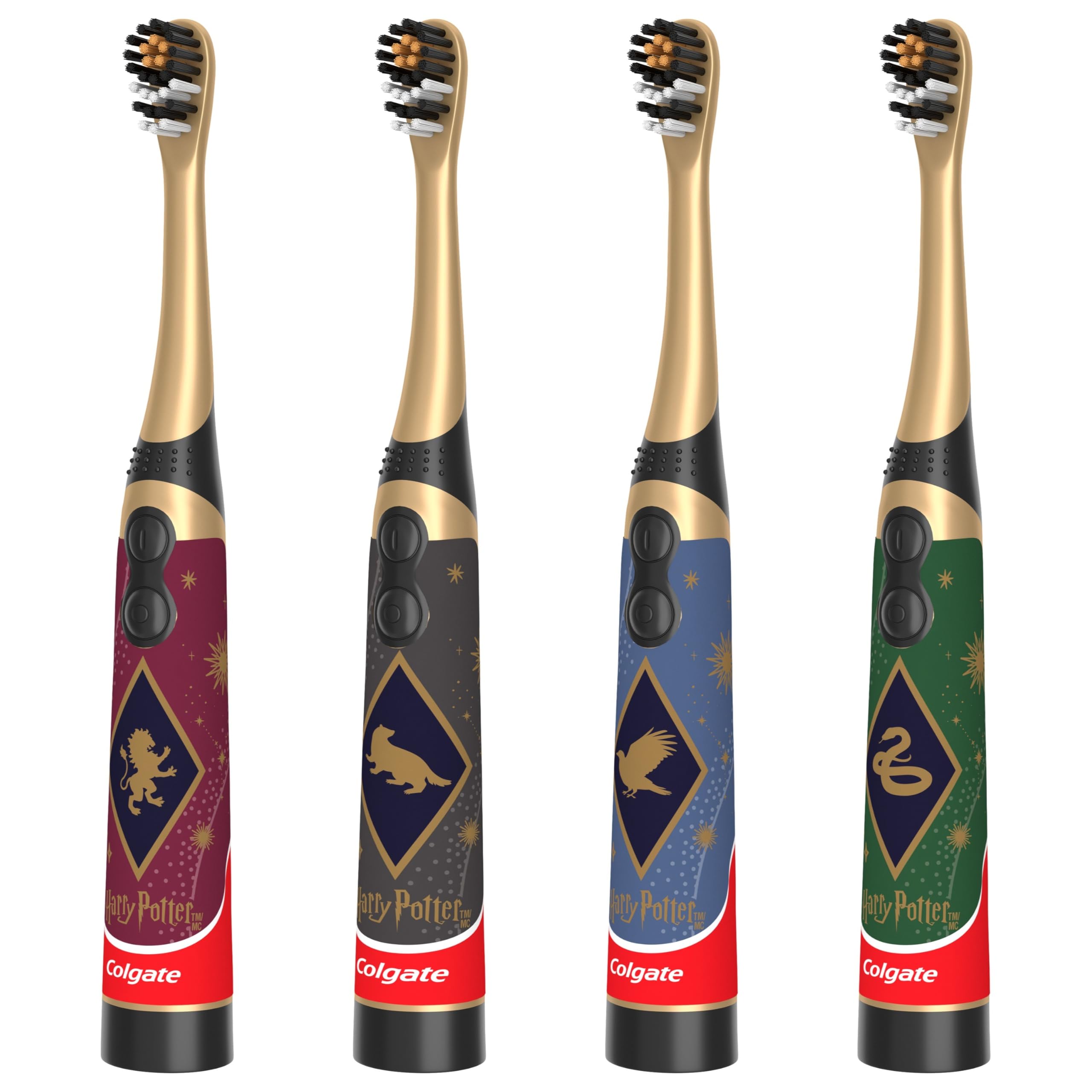 Colgate Harry Potter Kids Battery Toothbrush Multipack, Extra Soft Kids Vibrating Toothbrush, AA Batteries Included, 4 Pack, for Witches and Wizards