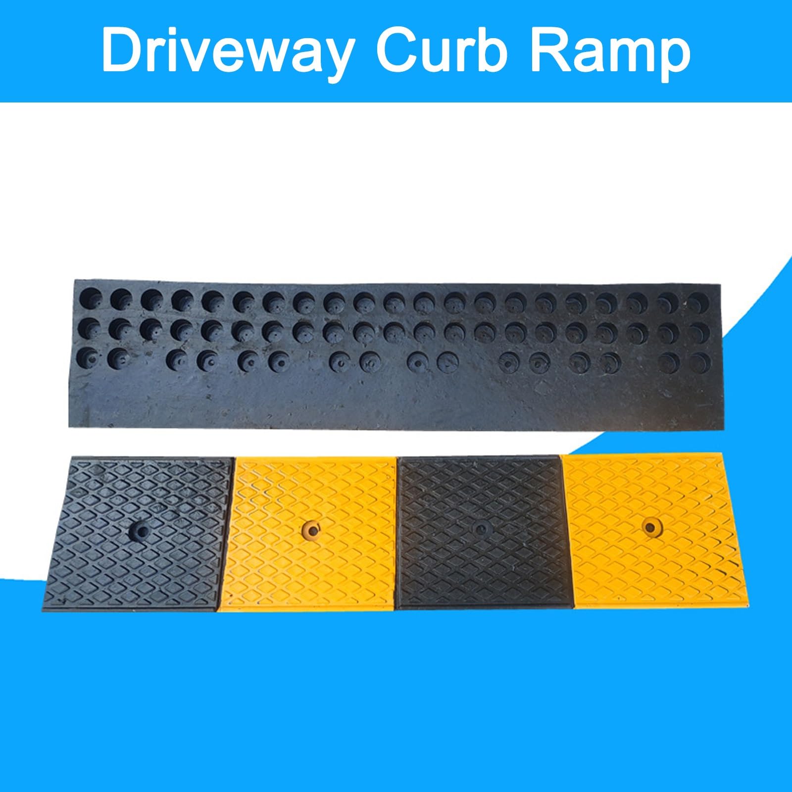 Rampa Silla de Ruedas, Rampa de Umbral Coche de Goma Portátil, para Acera, Bicicleta, Carritos, Scooters y Cortadoras de Césped(100x15x5cm/39x6x2in)