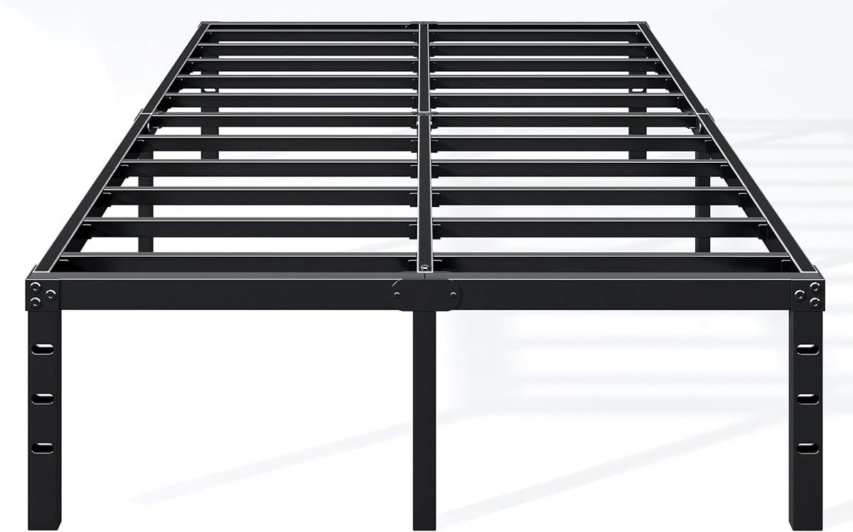 Hafenpo 14 Inch Queen Bed Frame - Sturdy Metal Platform Queen Size, No Box Spring Needed, Heavy Duty, Easy Assembly, Strong Bearing Capacity, Under Bed Storage, Black