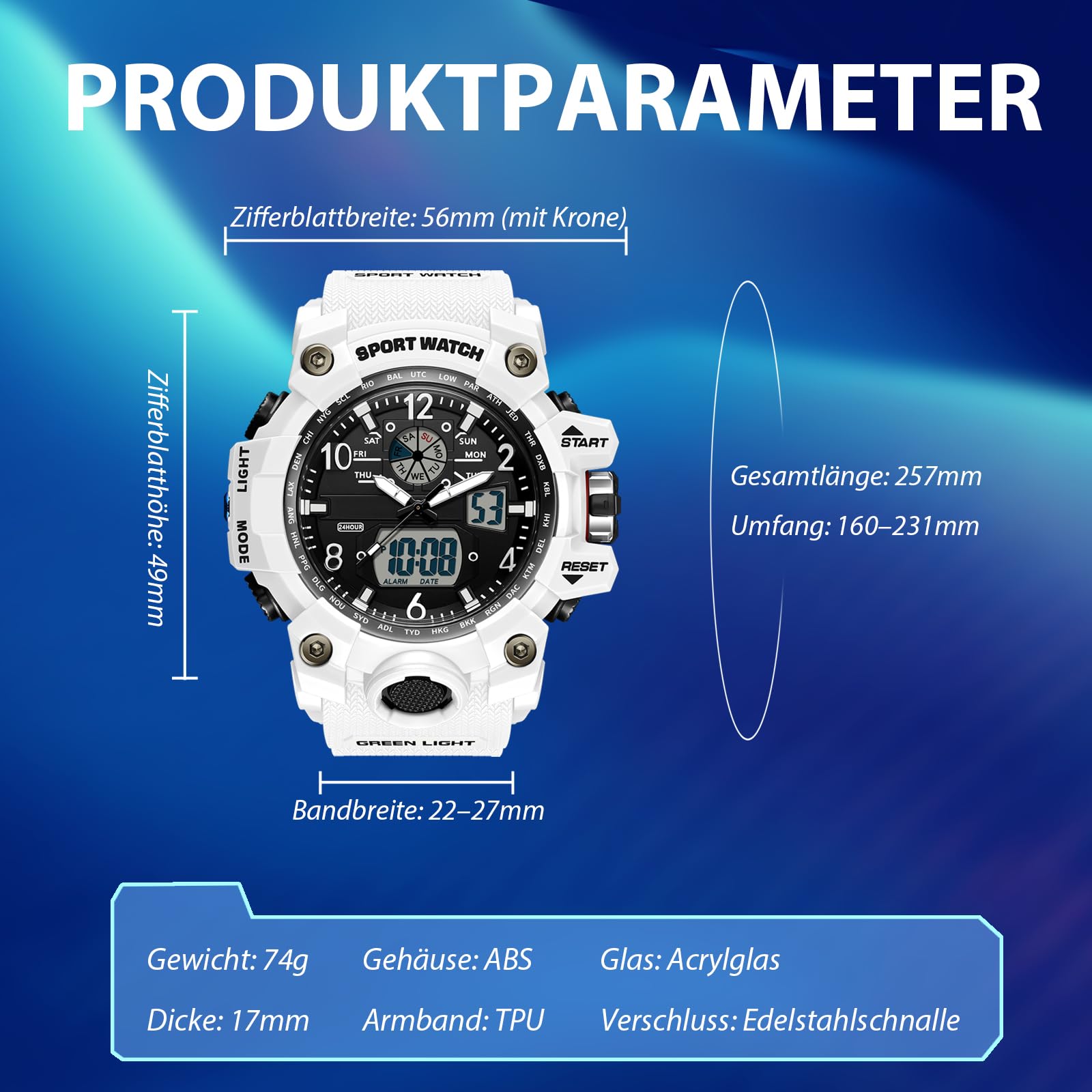 Reloj deportivo analógico para hombre, resistente al agua, 5 ATM, resistente al agua, con iluminación de cuarzo, resistente a los golpes, prácticos relojes para hombre, correr, senderismo, camping