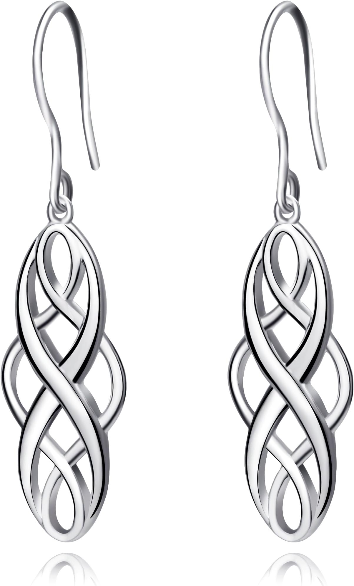 Celtic Earrings for Women Sterling Silver Celtic Knot Twist Dangle Drop Earrings Christmas Gifts for Women Girls (Silver celtic earrings)