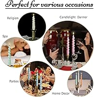 Vista 5 de Spiral Taper Candle Blue Candlesticks-Gedengni 7 Inch Short Tapered Candles Spiral Candle Sticks Unscented Twisted Taper Candles for Holiday Wedding