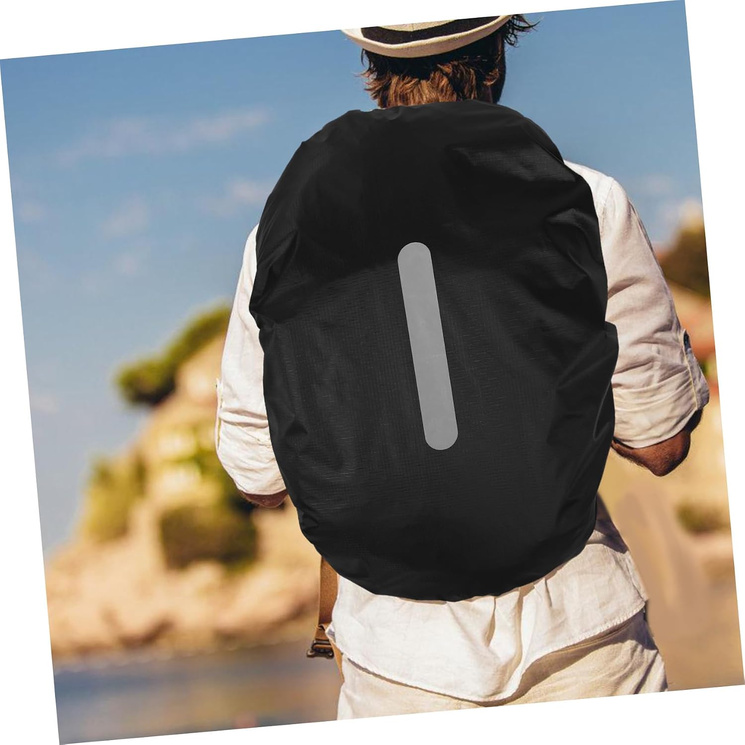Backpack Rain Cover with Reflective Strip for Outdoor Adventures Hiking Camping and Cycling and Enhanced Visibility Black