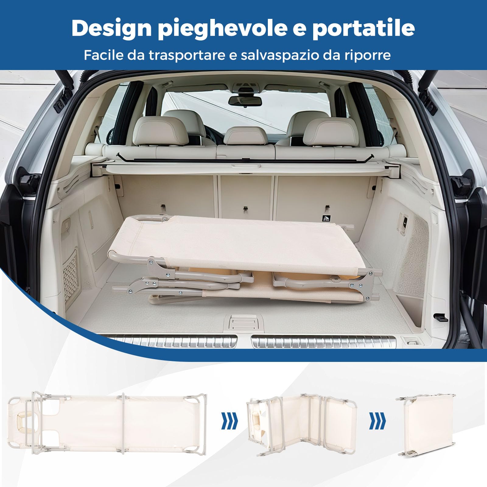 COSTWAY Lettino Prendisole da Spiaggia, Sdraio da Mare Pieghevole Leggero con Fori per Viso e Braccia, Schienale e Poggiapiedi Regolabili, per Esterno e Campeggio, Portata 200 kg, Beige