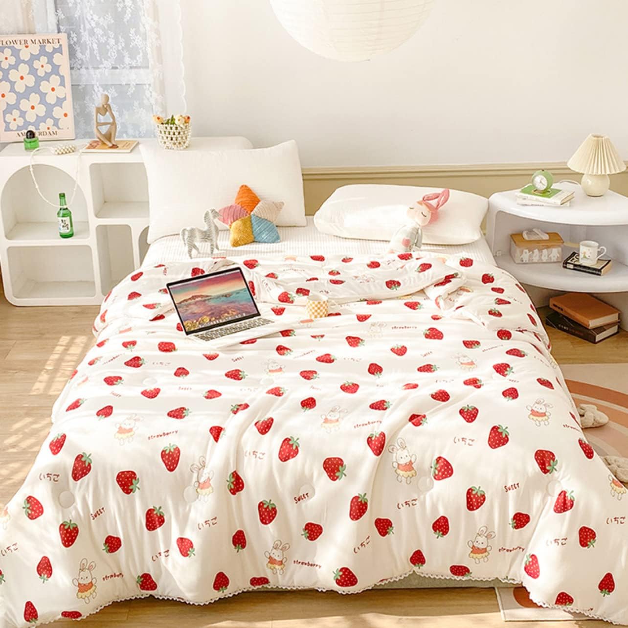 Single and double washable quilt blankets, interior quilt blankets, 200*230cm, rabbit pattern, cool, lightweight, summer quilt, milk pattern, color 5, refreshing, perfect for summer sleep, stuffy, ye