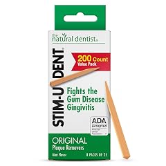 The Natural Dentist Stim-U-Dent Mint Dental Picks Wooden Toothpicks for Food Plaque Removal Refreshing Mint Flavor Travel-Friendly 8