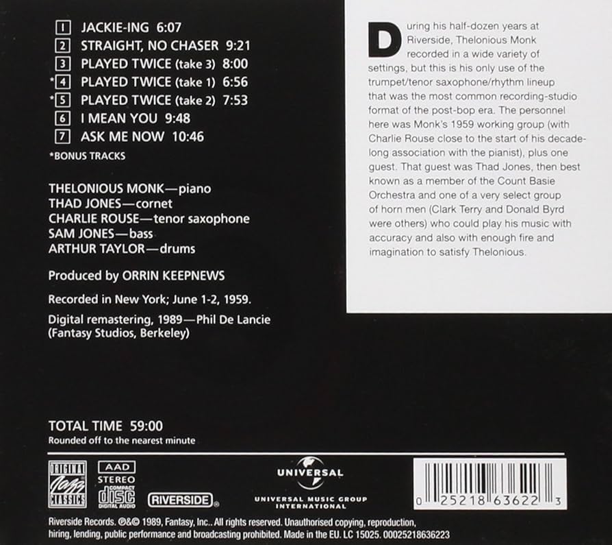 【輸入盤SACD】セロニアス・モンク・クインテット/5 By Monk By 5 5 By Monk By 5: Thelonious Monk: Amazon.es: CD y vinilos}