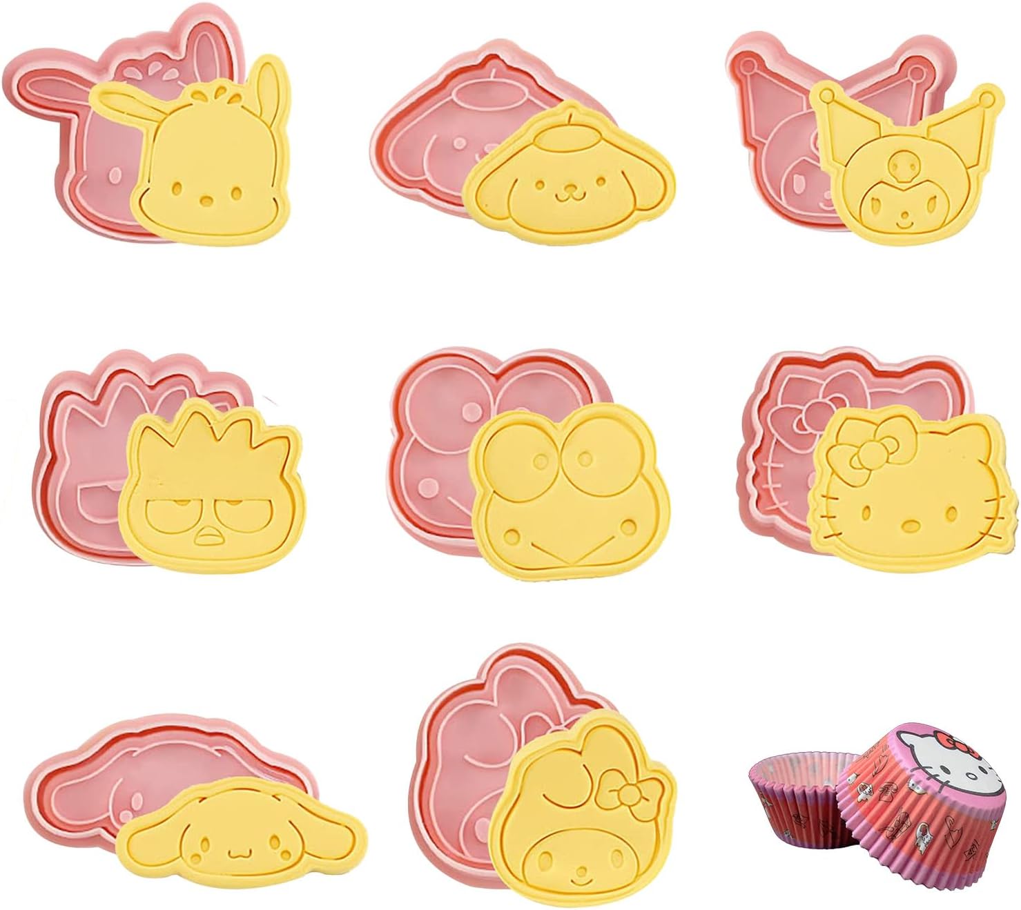 8 Pack Cartoon Funny Cookie Cutters and 1 Pack Baking Cups