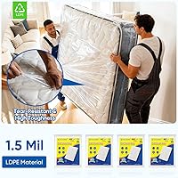 Vista 7 de TICONN 2PK Bolsa de plástico para colchón para mudanza y almacenamiento, cubierta protectora impermeable para colchón, suministros resistentes