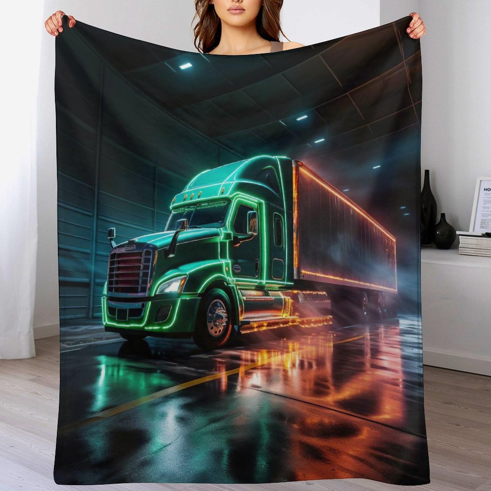 Couverture camion impression 3D en polaire de flannel lit et canapé de 130x150cm