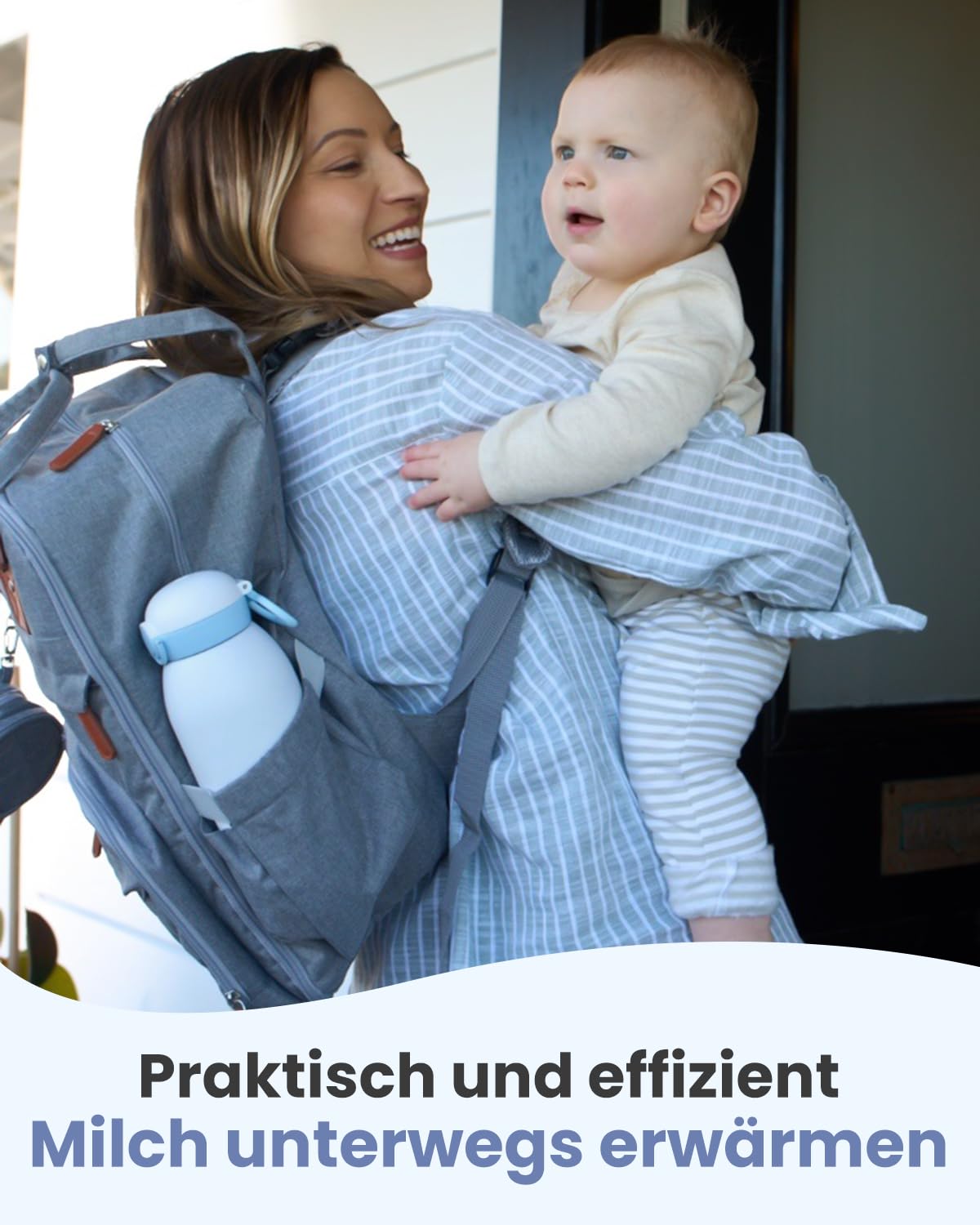 Flaschenwärmer baby unterwegs GROWNSY Tragbarer fläschchenwärmer für travel Schnellheizender mobiler Babyflaschenwärmer mit 10000mAh Akku 600ml Kapazität und Temperaturkontrolle für die Reise