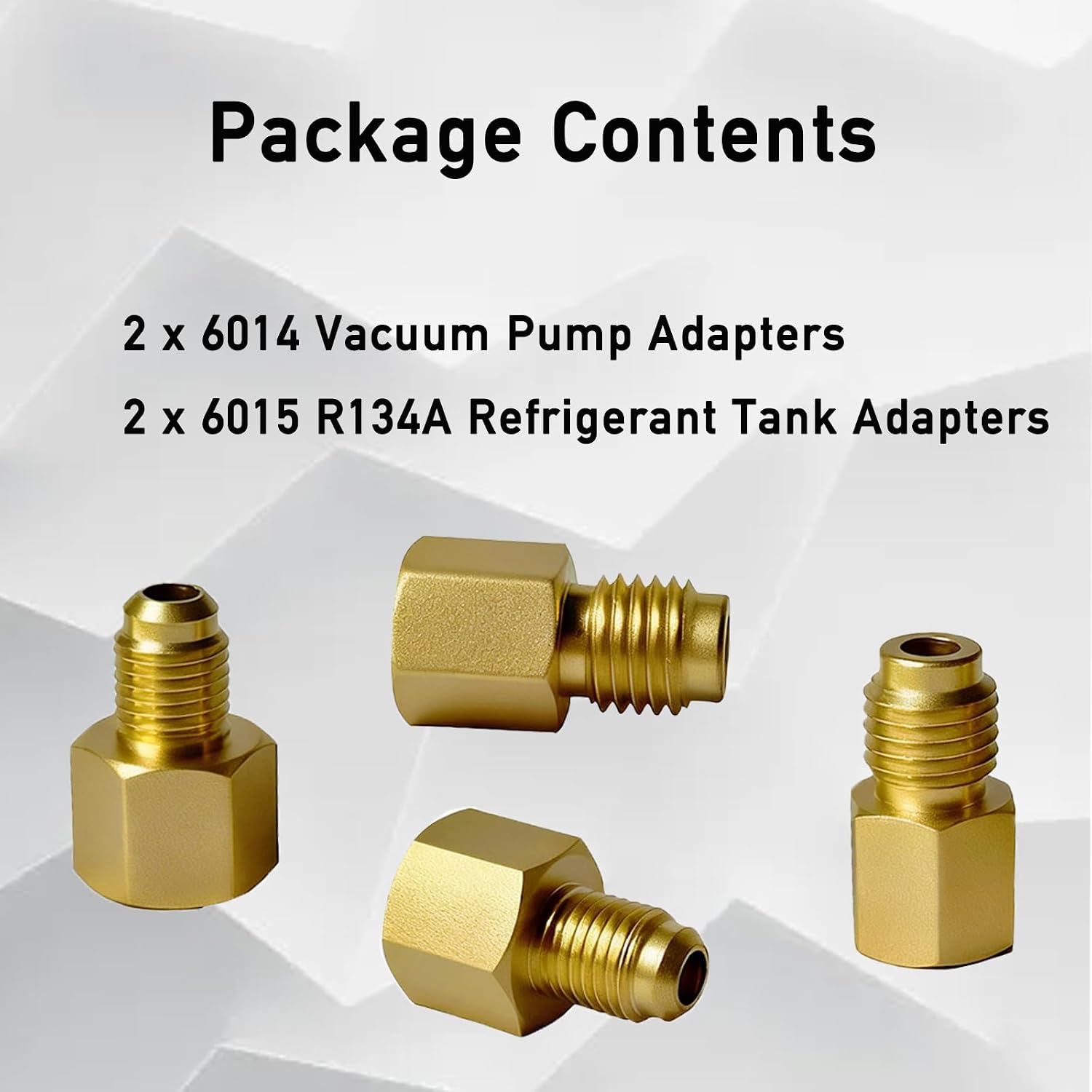 R134A Refrigerant Tank Adapter, 6015 and 6014 AC Adapter Fitting Kit, 1/2" ACME Female to 1/4" SAE Flare, 1/4" SAE Female to 1/2" ACME Male for Vacuum Pump and Refrigerant Can Taps (4 Pcs)